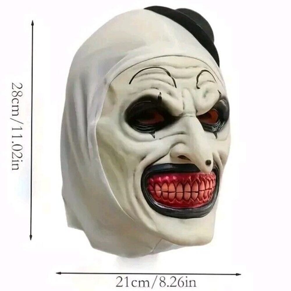 Black Hat Clown Mask Terrifier Costume Latex Art Mask Halloween Cosplay Prop NEW